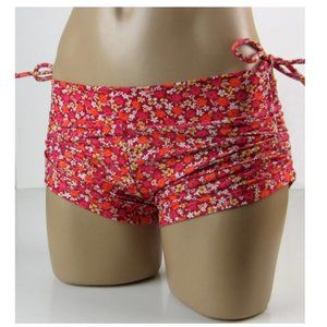 Red and Orange Floral Drawstring Shorts
